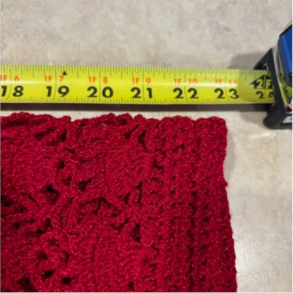 Red Crochet Lace Top VTG Handmade Sweater Vest M Parisian Vintage Artisan Boho
